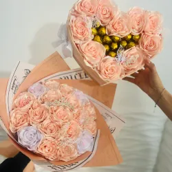 Juego de ramo con tiara en rosado y blanco con🤍