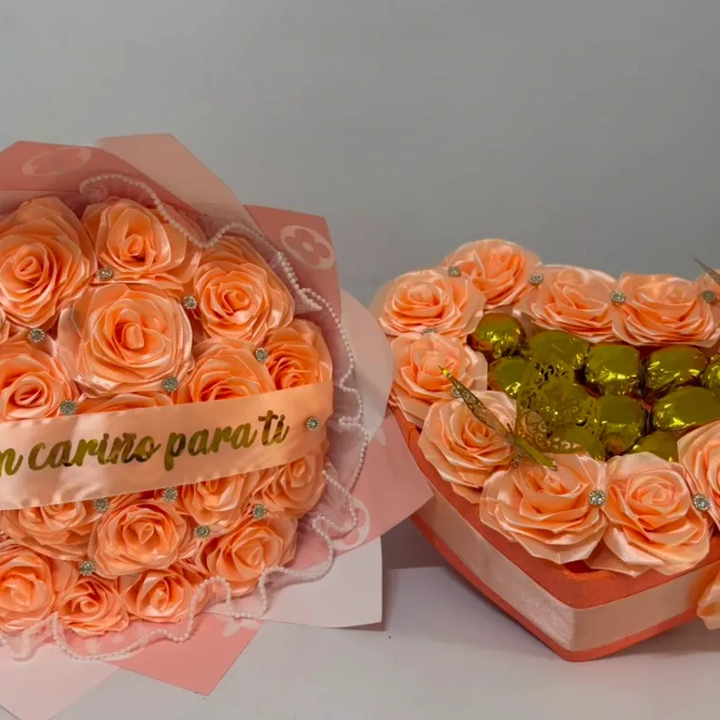 Juego de ramo y 🧡 con bombones en naranja