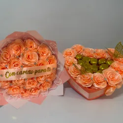 Juego de ramo y 🧡 con bombones en naranja