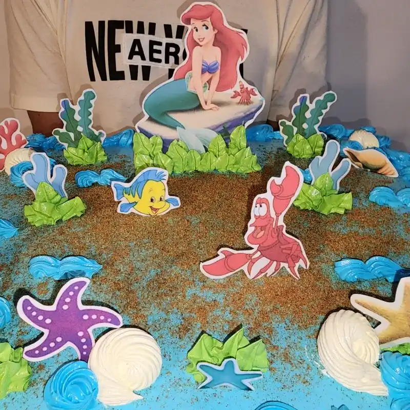 Kake capuchino temática sirena ariel 