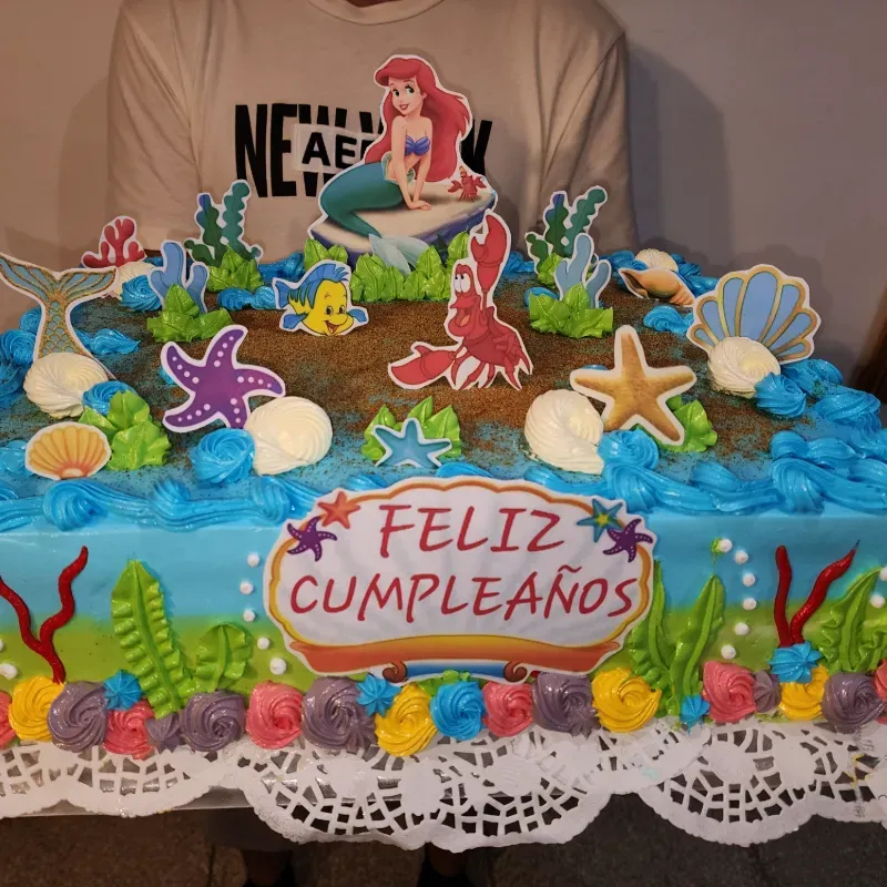 Kake capuchino temática sirena ariel 