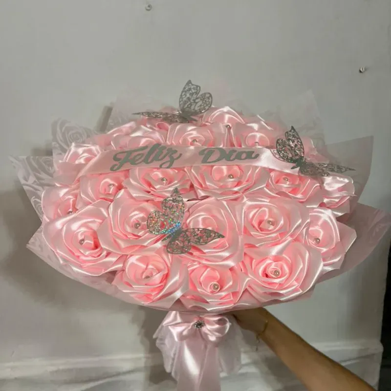 Ramo buchón artificial rosado 