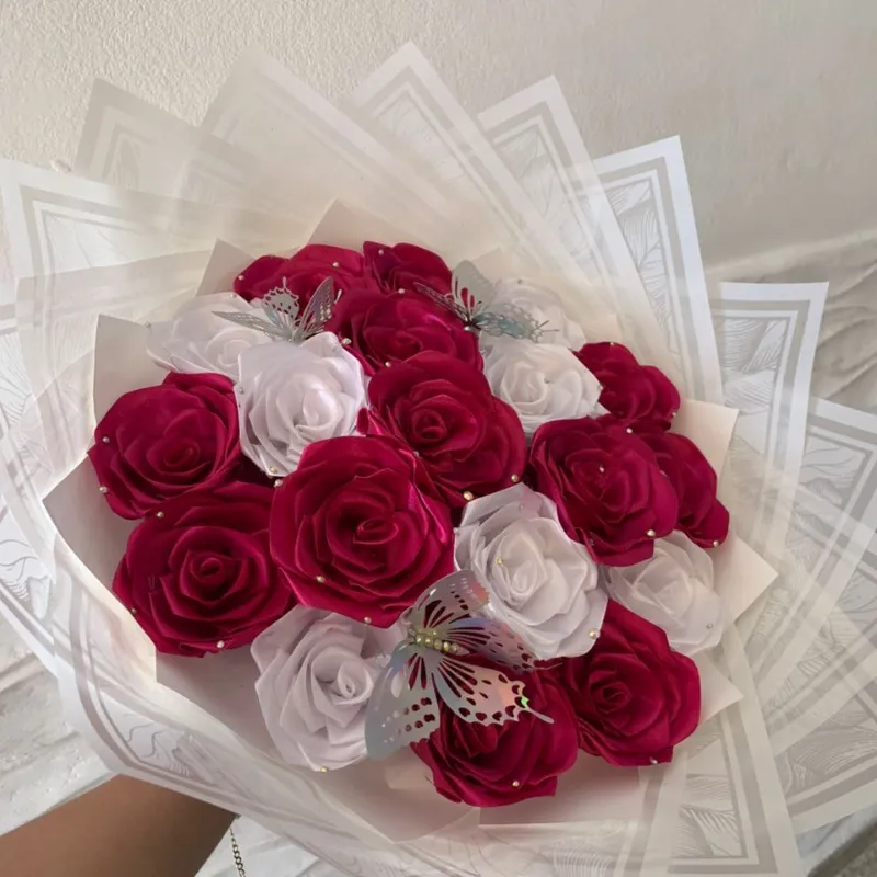 Ramo buchón rosado y blanco 