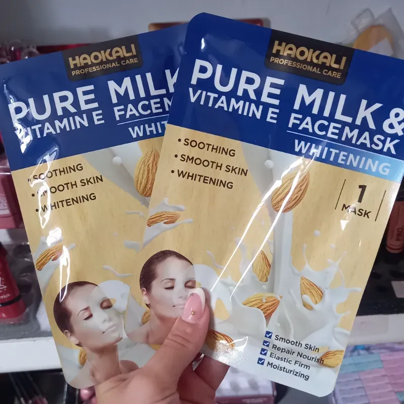 Mascarilla facial de Velo de leche pura y vitamina E 
