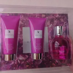 Set de Perfume, crema corporal y exfoliante facial Amatista
