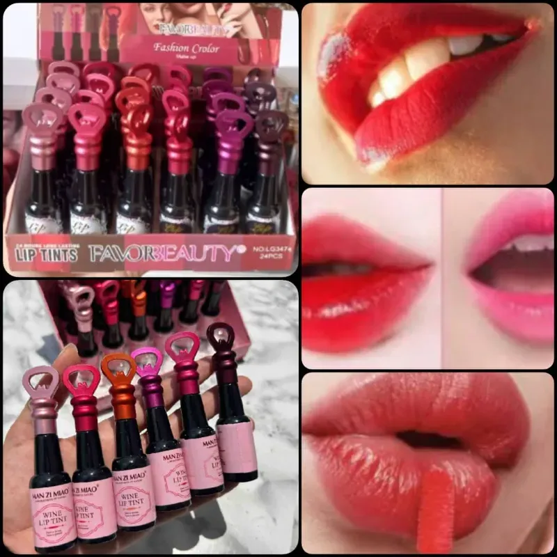 Tintas labiales en forma de botellas  