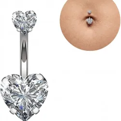 Navel piercing en forma de corazón ❤️ con piedras de circonia rosca interna