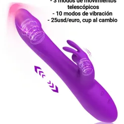 Vibrador de conejo con mov. telescópicos
