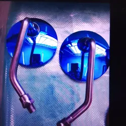 Retrovisor redondo pequeño azul