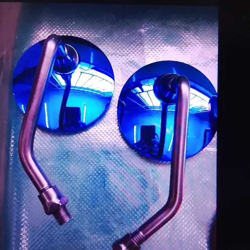 Retrovisor redondo pequeño azul