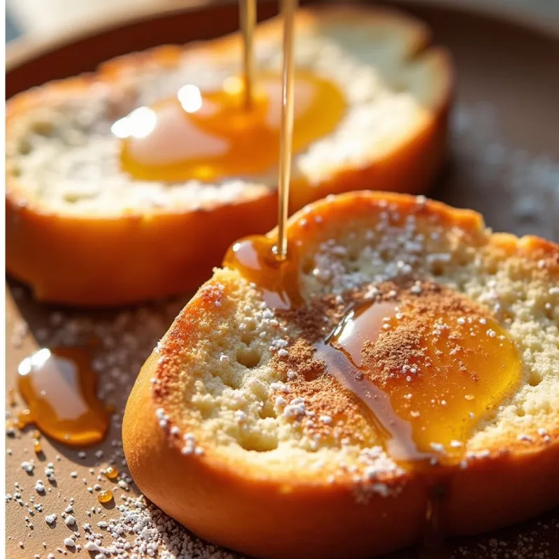 Tostadas de pan con miel 