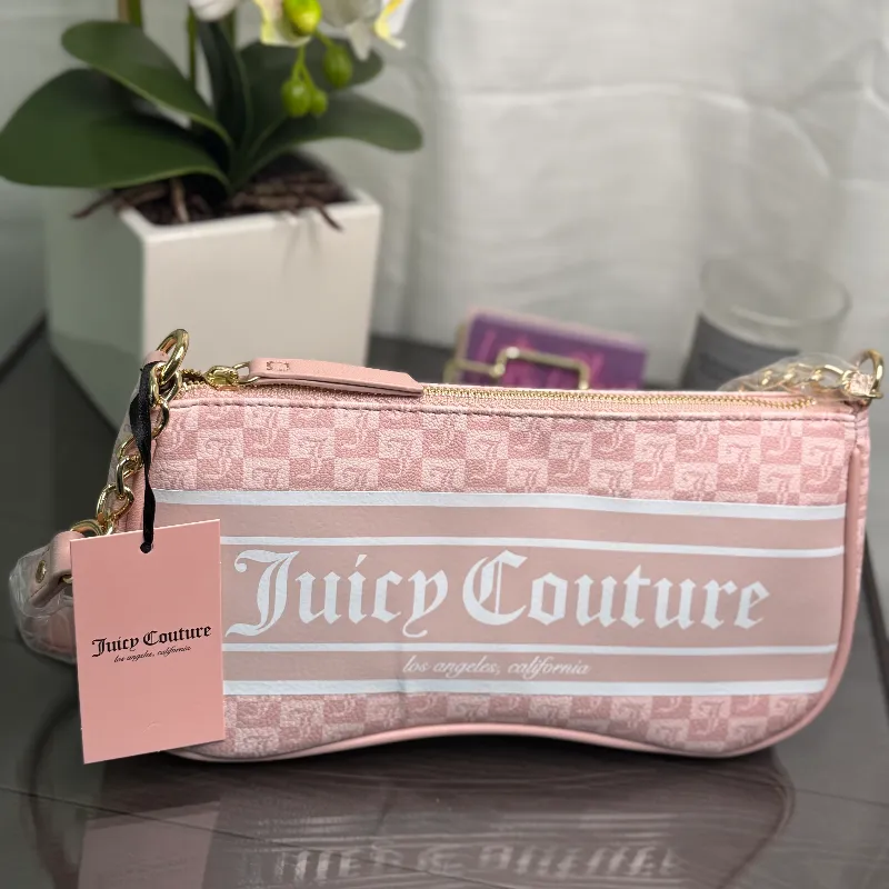 Juicy Couture bolso rosa y blanco de mano 