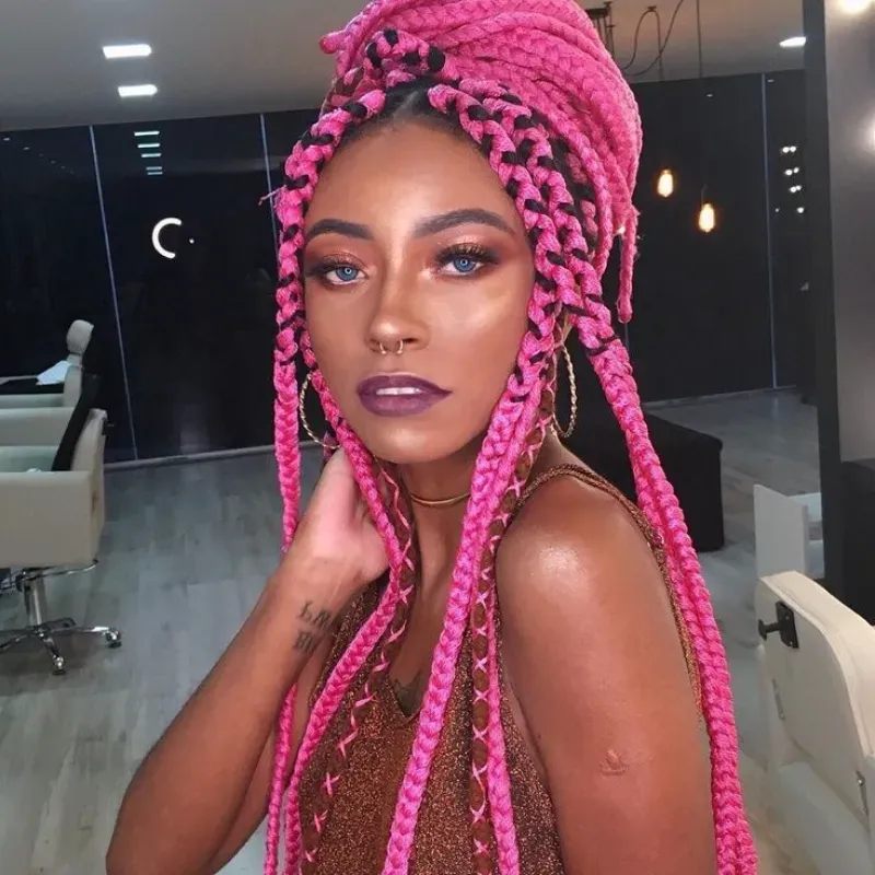 Cabello 💯 Kanekalon de 50 pulgadas # PINK