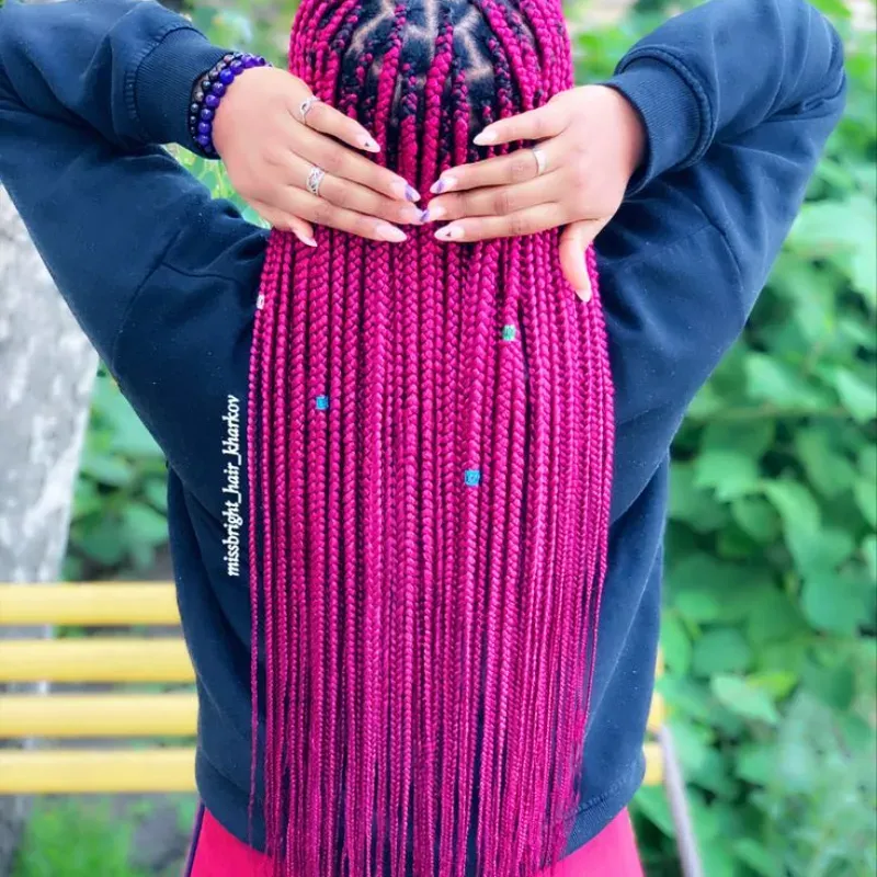 Cabello 💯 Kanekalon de 50 pulgadas # PLUM