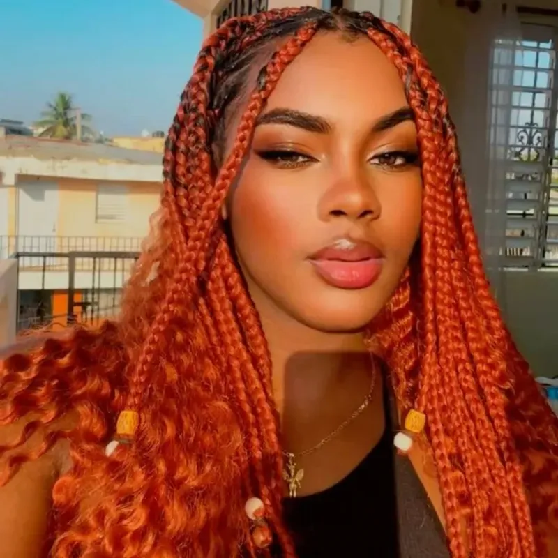 Cabello 💯 Kanekalon de 50 pulgadas # GENGIBRE