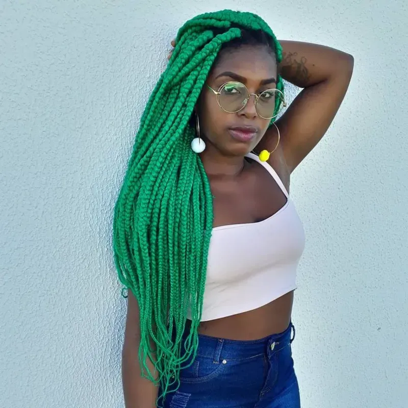 Cabello 💯 Kanekalon de 50 pulgadas # GREEN