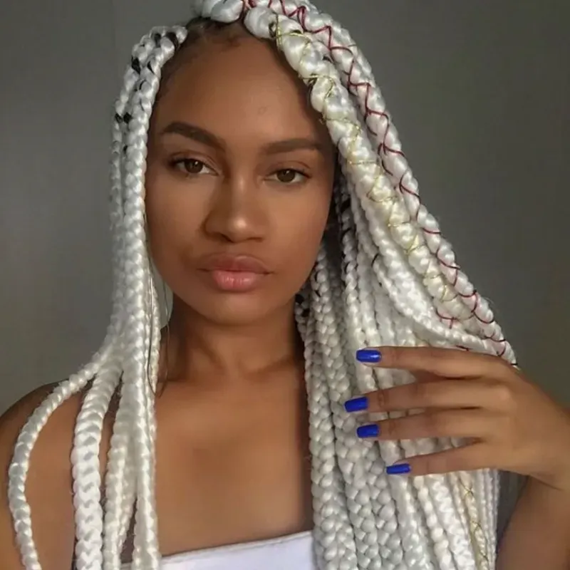 Cabello 💯 Kanekalon de 50 pulgadas # WHITE 