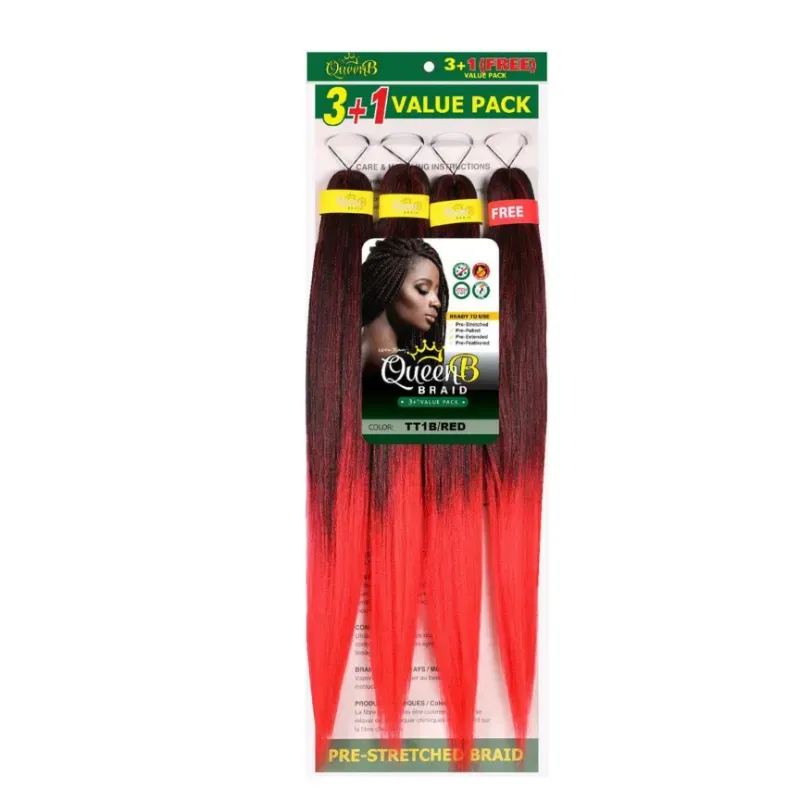 Cabello 💯 Kanekalon de 50 pulgadas # TT1B/RED