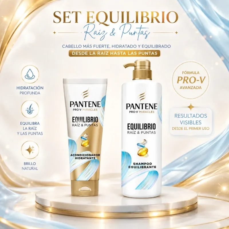 Set de Shampoo y Acondicionador Pantene Equilibrio de Raíz y Puntas
