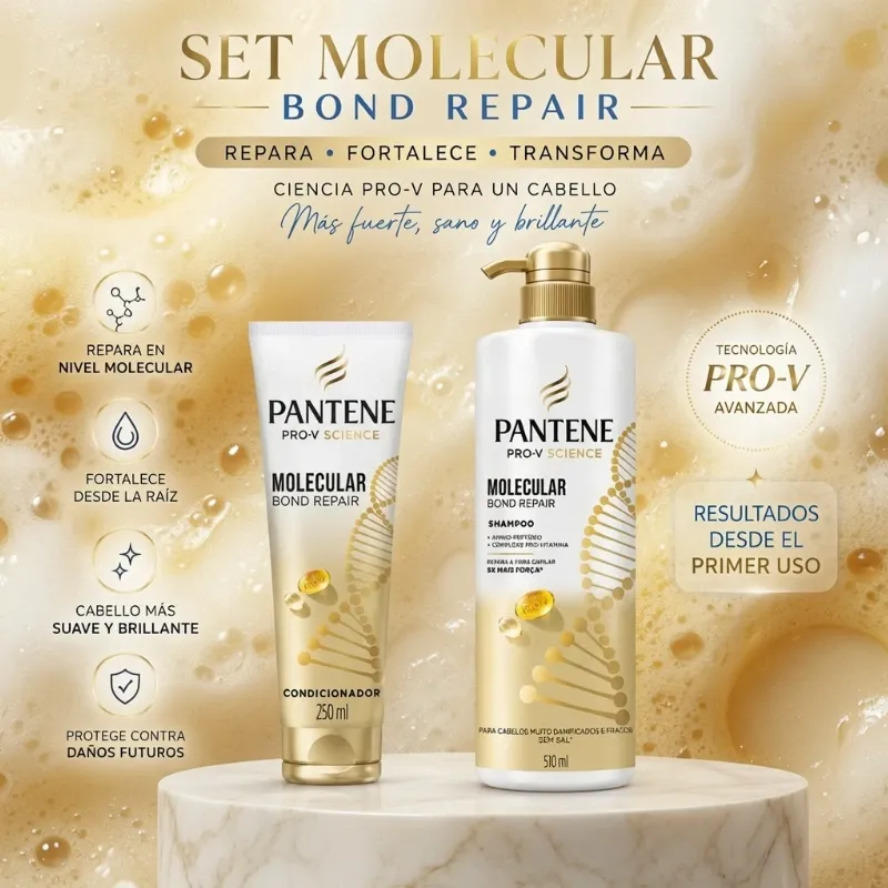 Set de Shampoo y Acondicionador Pantene Reconstrucción Molecular