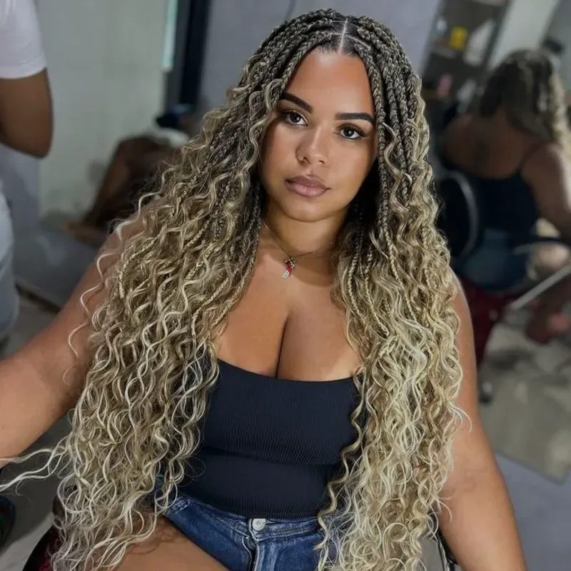 Trenzas clásicas de 50 pulgadas con rizos