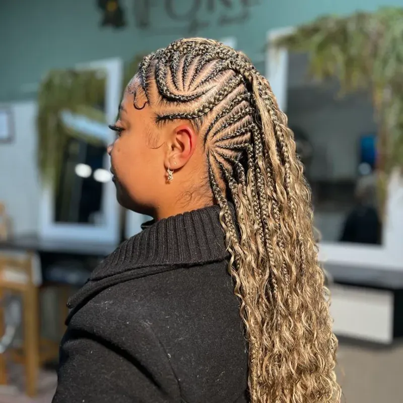 Trenzas de 50 pulgadas con diseño y rizos