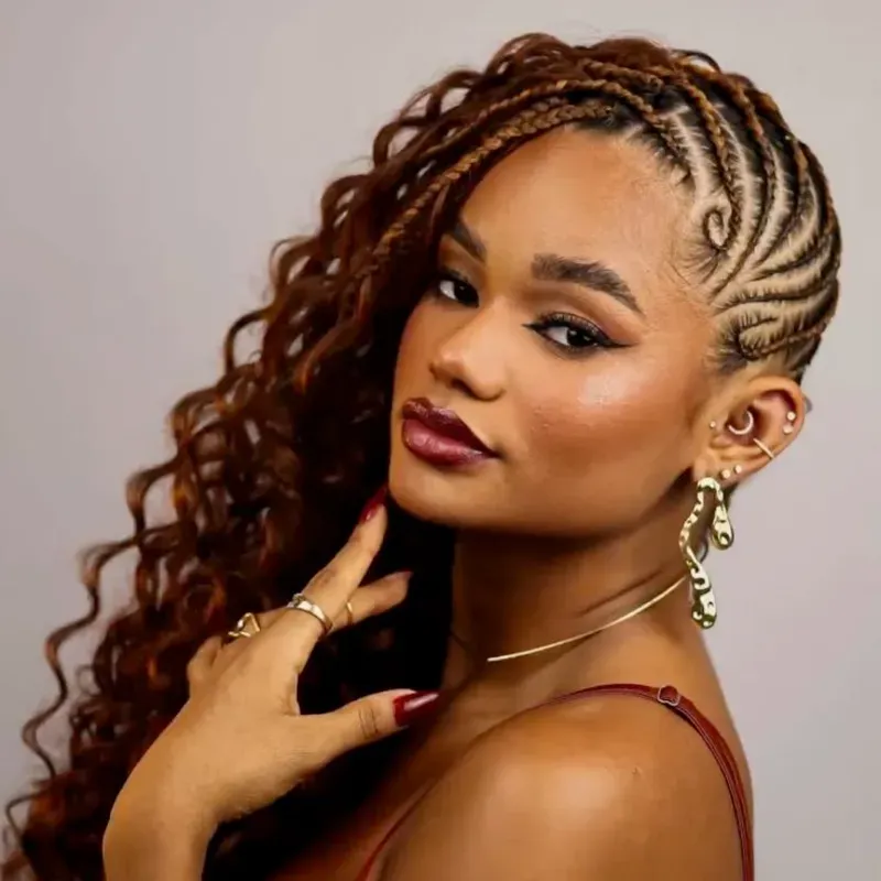 Trenzas de 50 pulgadas con diseño y rizos