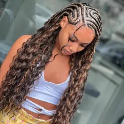 Trenzas de 50 pulgadas con diseño y rizos
