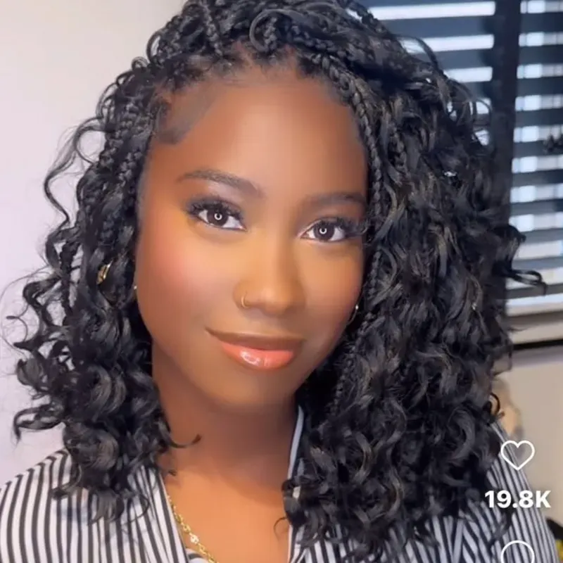 Trenzas tipo Bob con rizos