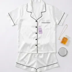 Set de pijama camisa y short de satén
