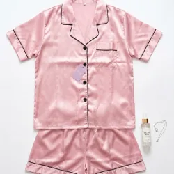 Set de pijama camisa y short de satén