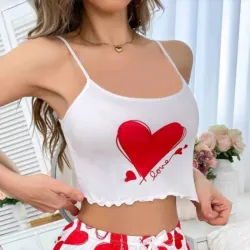 Top de pijama diseño de corazón 