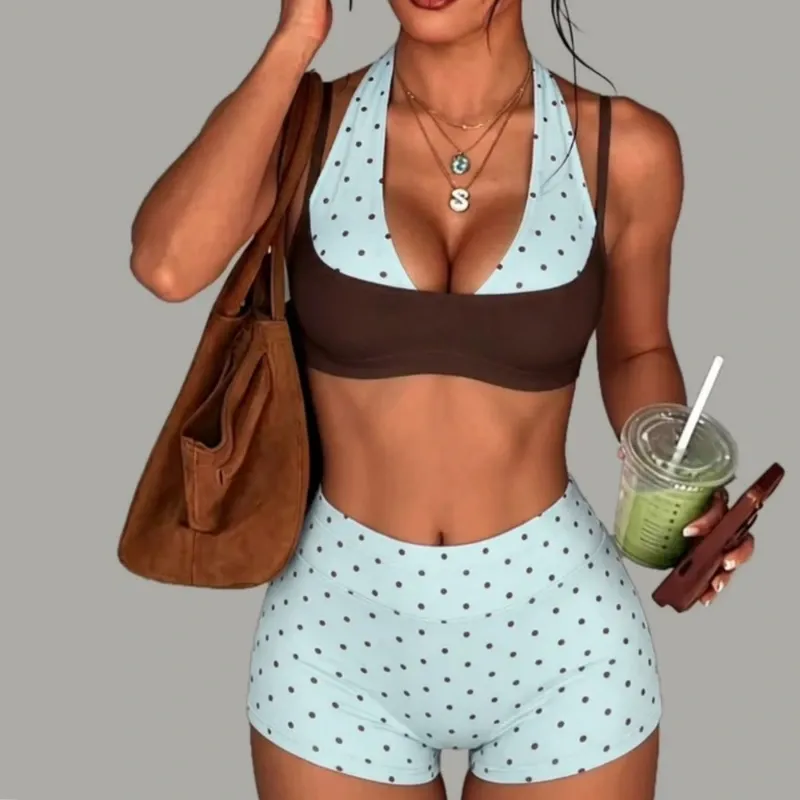 Polka Crush Color Marrón/Azul-Cielo