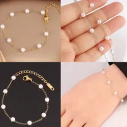 Pulsera Dorada con Perlas