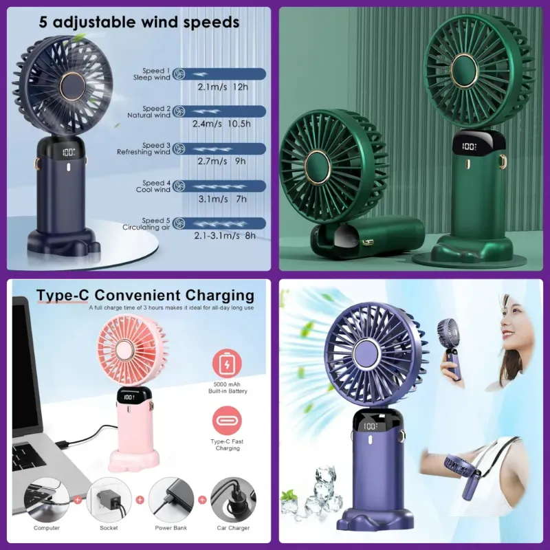 Ventilador Recargable 5 velocidades 