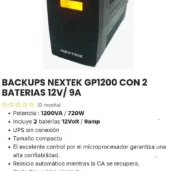 Backup Nextek 1200va GP1200. Mensajería incluída.
