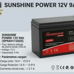 Batería Sunshine 12V 9ah.