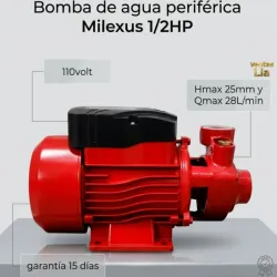 Bomba de Agua Periférica Milexus 1/2HP.