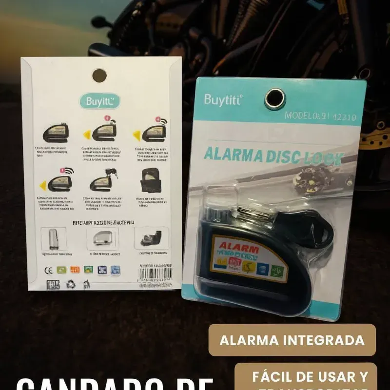 Candado de disco alarma para motos.