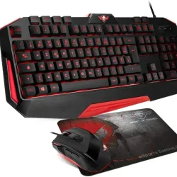 Combo 3 en 1 spirit of gamer pro mk3 retroiluminacion LED rojo Mouse + Teclado + Mousepad.