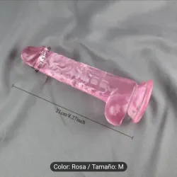 Consolador realista con ventosa y testículos 21cm.