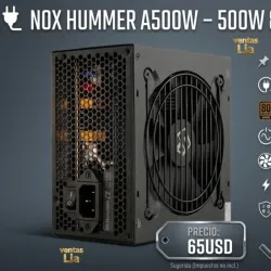 Fuente Hummer 500w 80 Plus Bronze.