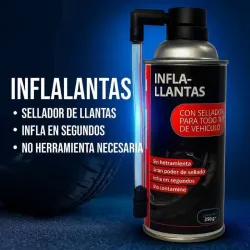 Infla llantas sellador para ponches.