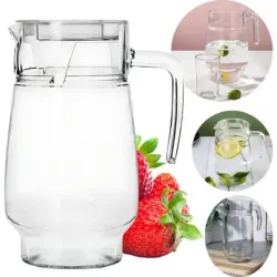 Jarra de cristal textura lisa con tapa plástica.