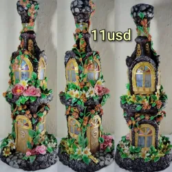 Lámpara artesanal cada de dos plantas.