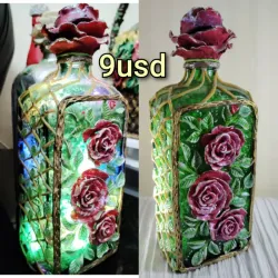 Lámpara artesanal de rosas.