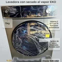 Lavadora con secado al vapor 11kg.