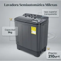 Lavadora semi-auto Milexus 9kg.