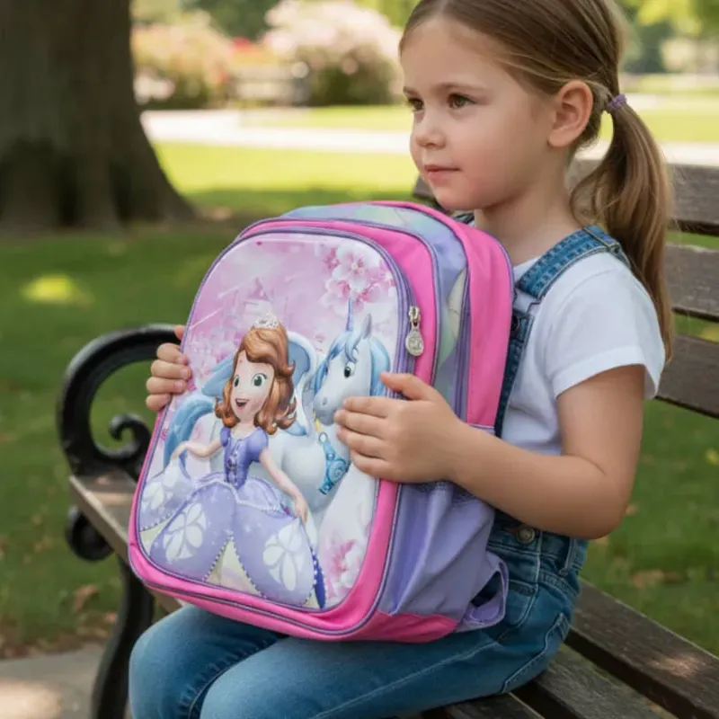 Mochila Princesa Sofía y unicornio.