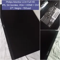 Philips Monitor LCD Full HD IPS, Sin bordes,VGA + HDMI + DVI, 27", Negro
